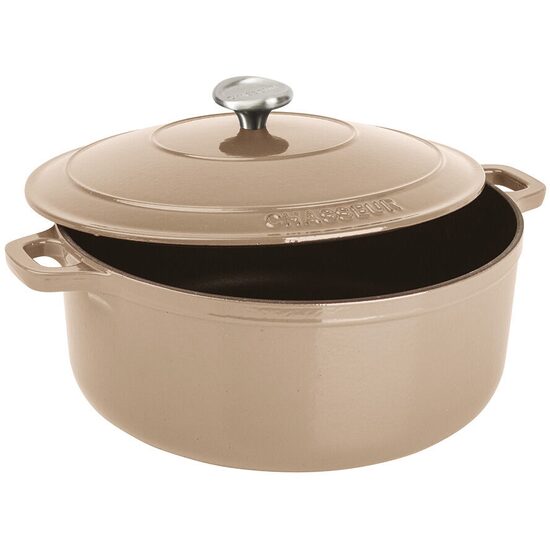 Cratita Chasseur rotunda cu capac crem