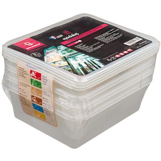 Set de 4 recipiente modulare din polipropilenă rigidă GN 1/2 cu capace – 4