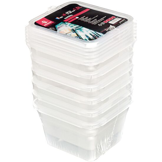 Set de 6 recipiente modulare GN 1/6 din polipropilenă rigidă, cu capace – 1,5 l